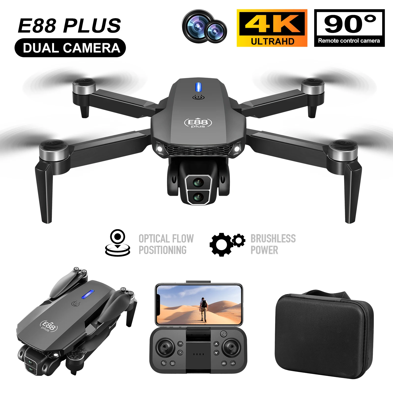 Drone Racing Camera - Nuevo Dron cuadricóptero E88 Plus: 90